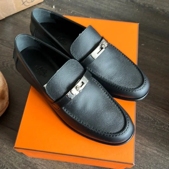 Hermes | Shoes | Brand New Hermes Destin Loafer Black Silver  display picture 2